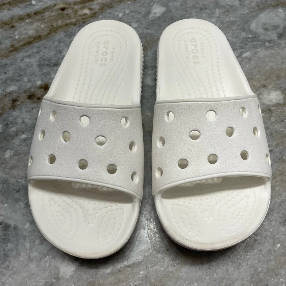 CROCS Classic Slides Sandals White Slip On Kids Shoes Toddler C 12